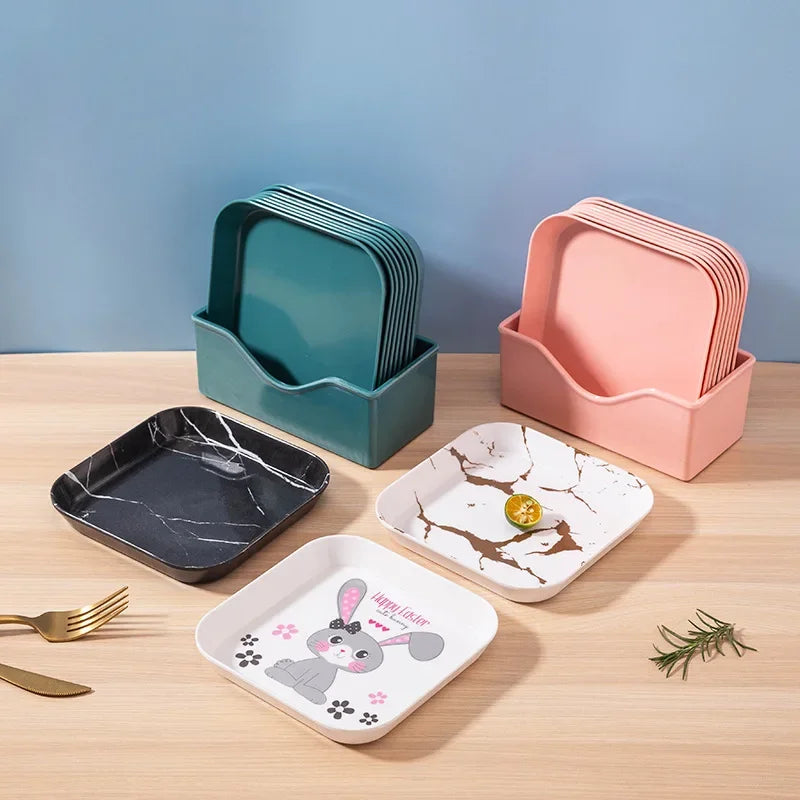 Axya Plastic Tray Cartoon Snack Cake Plate Home Kitchen Accessories