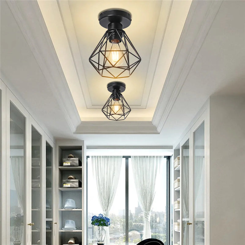 Axyaa Metal Wire Cage Pendant Light Cover Industrial Style for Ceiling Hanging Lamp