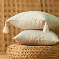 Axyaa Green Tassel Throw Pillow Covers - Boho Farmhouse Decor