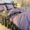 Axyaa Princess Style Bedding Set - Woman's Solid Color Ruffles Duvet Cover & Sheets