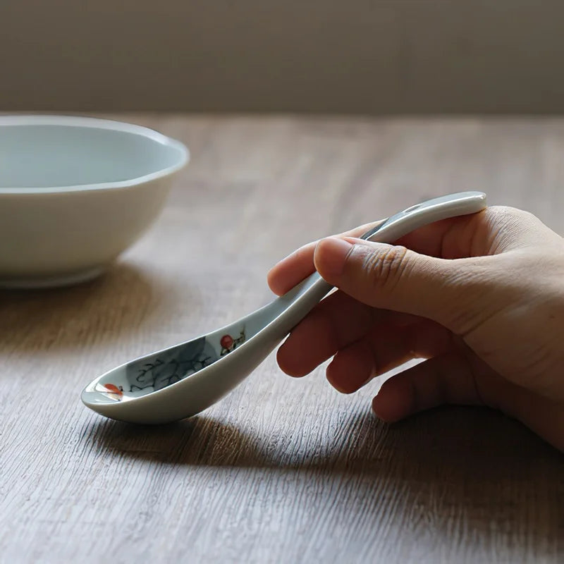 Axya Ceramic Spoon Dinner Set Bone Ladle Tableware Kitchenware Supply