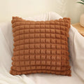 Axyaa Faux Rabbit Fur Plaid Throw Pillow Covers Soft Fluffy Home Decor Case