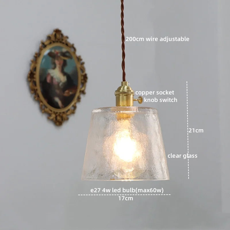 Axyaa Modern LED Glass Copper Pendant Light with Knob Switch