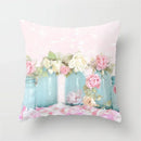 Axyaa Pink Flower Pattern Decorative Cushion Cover for Sofa Pillows - Polyester Material
