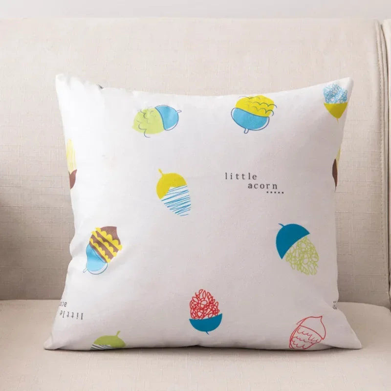 Nordic Cartoon Print Pillow Cover for Axyaa Square Cushion Sofa Decor