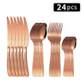 Axyaa 24pc Stainless Steel Tableware Set for Family Dining