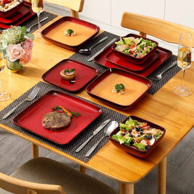 Axya™ Stoneware Dinner Set for 4, 16 Piece Tableware in Gradient Red