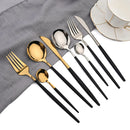 Axyaa Golden Stainless Steel Cutlery Set - 24pcs Forks Knives Spoons Mirror Polished