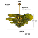 Colorized Glass Leaves Chandelier by Axyaa: Stoned Art Glass, Dimming Function