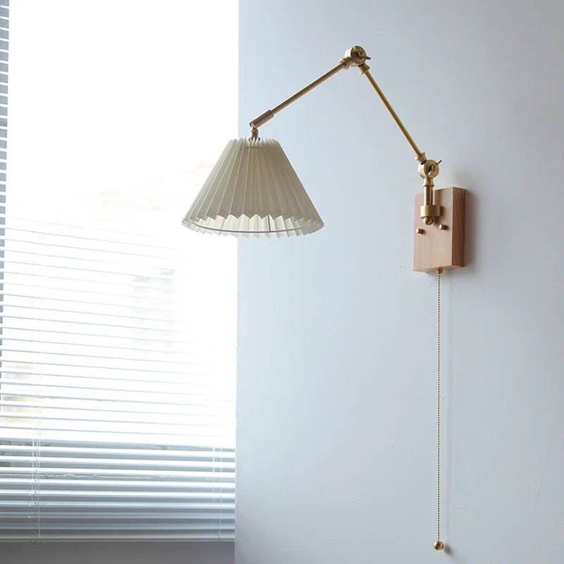 Axyaa Nordic LED Wall Light White Umbrella Style Swing Arm Modern Bedside Lamp