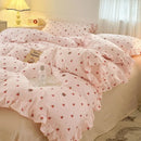 Axyaa Princess Style Ruffle Lace Bow Bedding Set - 4pcs