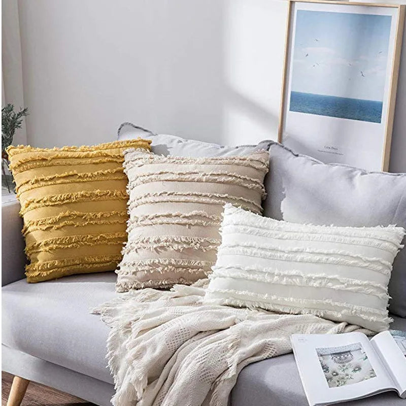 Cotton Linen Cushion Cover Set by Axyaa: Soft, Decorative Pillowcase for Living Room Sofa