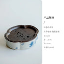 Blue Loquat Begonia Pot Holder Set by Axyaa: Hand-painted Ceramic Kung Fu Tea Table Base