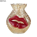 Axyaa Flaming Red Lips Glass Vase: Creative Floral Arrangement for Room Aesthetic