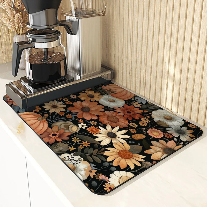 Axyaa Thanksgiving Square Dry Mat for Dishes and Cups