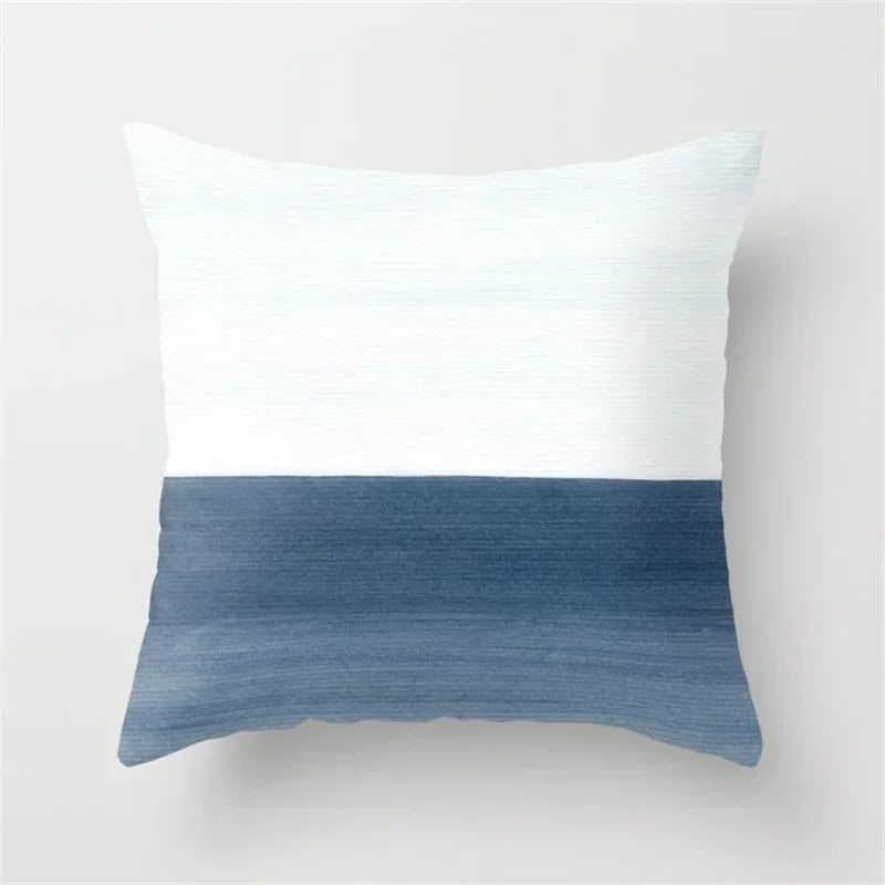 Geometric Blue Ink Flower Pillowcase for Stylish Home Decor by Axyaa