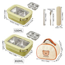Axyaa Stainless Steel Divided Bento Lunch Box with Detachable Lid, Large Capacity