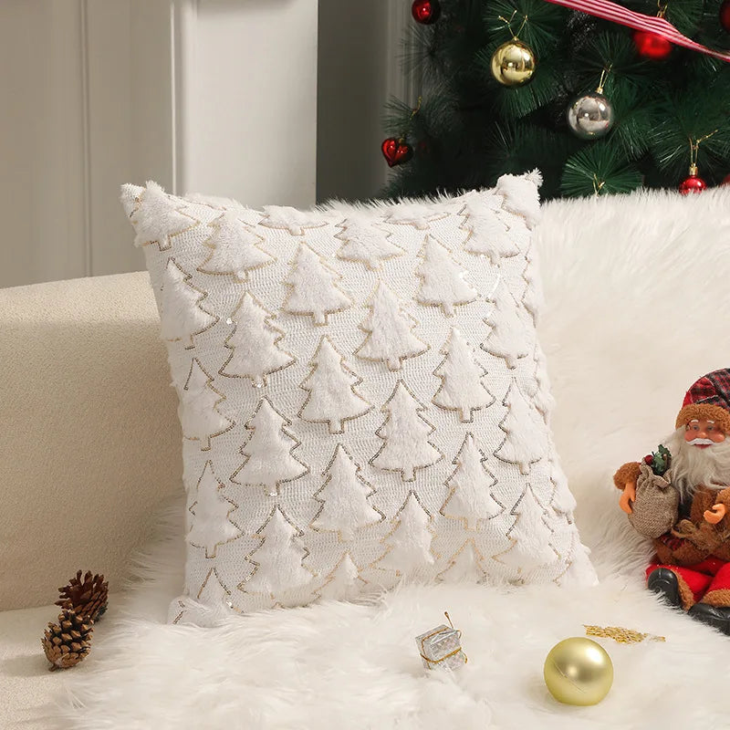 Axyaa Shaggy Pine Christmas Throw Pillow Case for Festive Home Decor