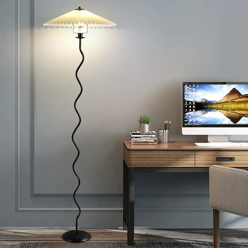 Nordic Modern Pleated Skirt Floor Lamp by Axyaa