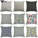 Axyaa Geometric Square Checked Pillowcase – Black and White Stripe Cushion Cover