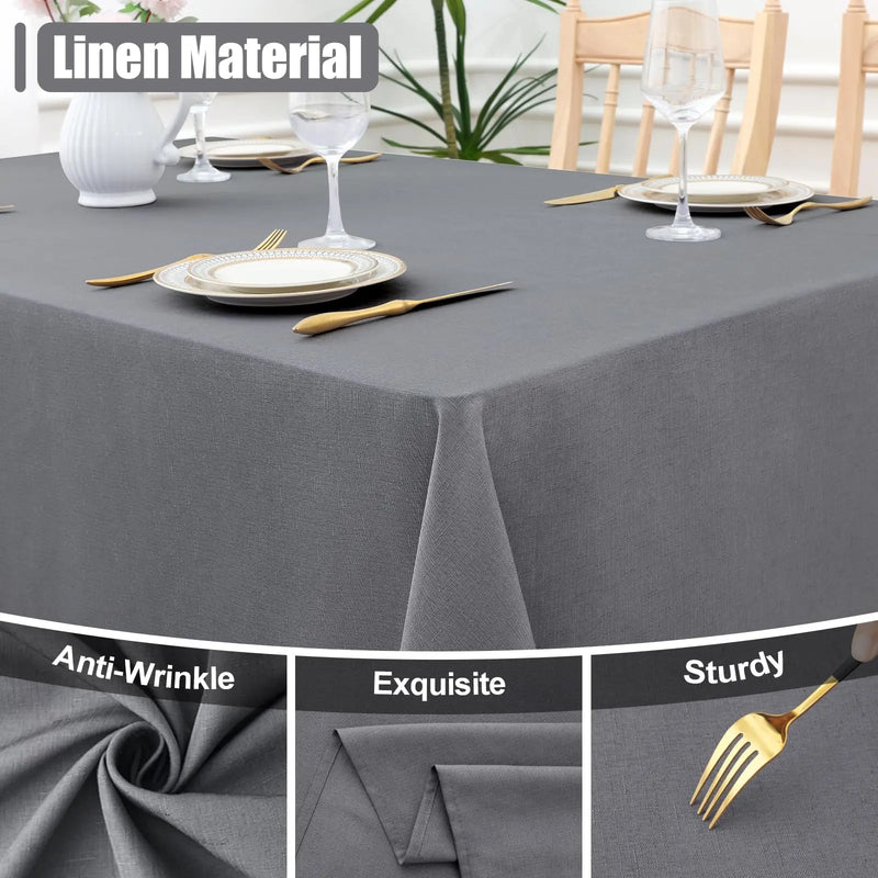 Axyaa Faux Linen Waterproof Tablecloth for Kitchen Dining.