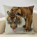 Axyaa Tiger Lion Linen Pillowcase 45x45cm Decorative Cushion Cover for Living Room