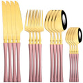 Axyaa Golden Mirror 16Pcs Stainless Steel Cutlery Set - Western Silverware Flatware