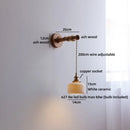 Axyaa LED Wall Light Fixture Switch Stair Lighting Round Ceramic Wood Bedside Lamp