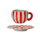 Axyaa Striped Ceramic Coffee Cup and Saucer Set - Exquisite Afternoon Tea Mug