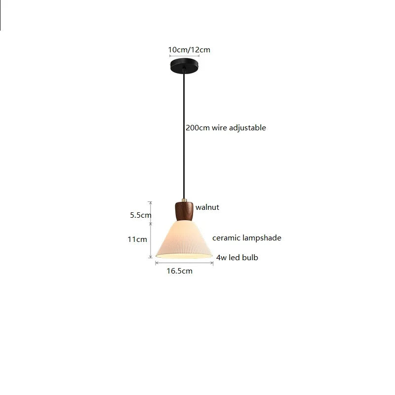 Axyaa Walnut Ceramic Nordic LED Pendant Lights - Japanese Style Modern Hanging Lamp