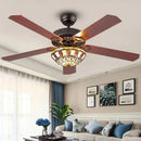 Axyaa Retro Style Wood Blades Ceiling Fan Light 52 Inch Remote Control Glass Color