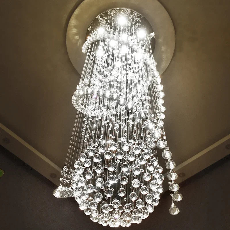 Axyaa Luxury Crystal Chandelier for Staircase, Modern LED Home Decor Lighting