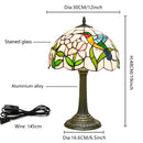 Axyaa Hummingbird Flower Desk Lamp, Modern Stained Glass Shade, Metal Base