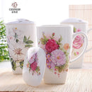Axyaa Bone  Tumblers with Lid, Cute Floral Big Coffee Cups, Perfect Gift Mug