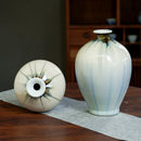 Axyaa Blue Glaze Ceramic Vase - Elegant Home Decor Beauty, Small Bottle Mouth