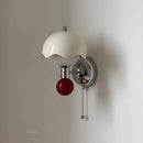 Axyaa Mushroom Wall Lamp | Cream Style LED Lighting Fixture | Nordic Design with Pull Switch