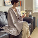 Axyaa Camel Wool Shawl Blanket - Coral Fleece Sofa Blanket for Office Nap & Winter