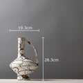 Axyaa Abstract Stripes Ceramic Vase with Artificial Flowers for Desk Decoration