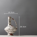 Axyaa Abstract Stripes Ceramic Vase with Artificial Flowers for Desk Decoration