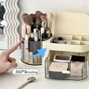 Axyaa 360° Rotating Makeup Organizer with Drawer, Vanity Jewelry Box and Brush Holder