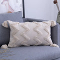 Axyaa Beige Boho Tufted Geometric Cushion Cover for Chic Home Decor