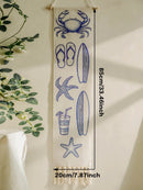 Coastal Tapestry with Crab, Starfish & Surfboard Prints for Boho Home Decor by Axyaa
