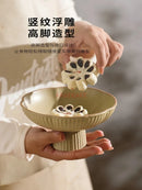Axyaa 6-Inch Retro Chinese Tea Plate for Dim Sum and Dried Fruits