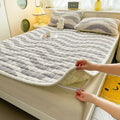 Axyaa Plush Velvet Mattress Topper Quilted Cover Bed Mat Linen Protection Pad
