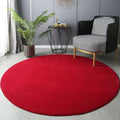 Axyaa Round Coral Velvet Carpet: Soft Living Room Rug for Kids Play & Coffee Table