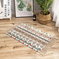 Axyaa Cotton Linen Tassel Rug Carpets for Home Decor - Boho Ethnic Anti-slip Floor Mat