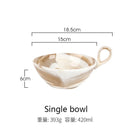 Axyaa Marble Pattern Ceramic Bowl with Handle, Set of 4