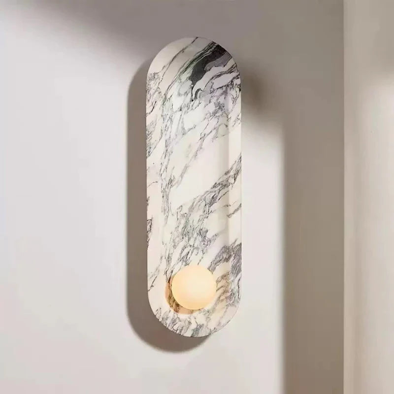 Axyaa 3D Marble Wall Light 42cm White Glass Ball for Indoor Decor