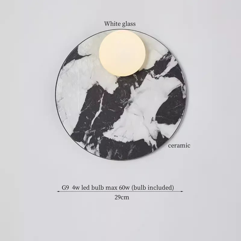 Axyaa Circular Ceramic LED Wall Lights - Nordic Modern Indoor Lighting