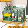 Axyaa Metal Pen Holder Pencil File Storage Rack 7 Grid Office Desk Organizer